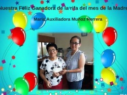 Maria Auxiliadora Muñoz Herrera, Recibo n°63866,ganadora de rifa del mes de la madre C$1,500.00 (córdobas)